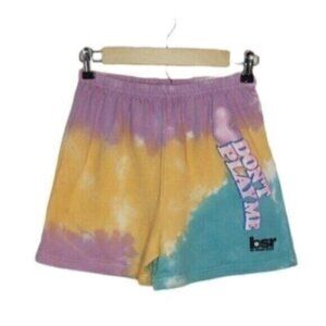 BSR By Samii Ryan Don't Play Me Heart Print Tie Dye Sweat Shorts Medium